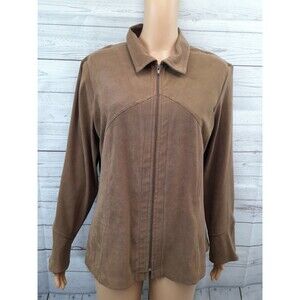 Vtg Gotcha Covered Womens Jacket Brown Full Zip Front Collared Sz L